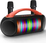 PORTABLE 40 WATT KARAOKE BLUETOOTH W/ DUAL SPEAKERS 2 WIRELESS MICS! FREE SHIP!