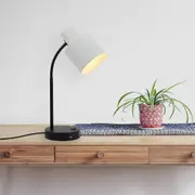 Mackenzie Contemporary, Metal Table Lamp - Black Base, White Shade Lamp, 450mm High, PL0131