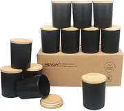 MILIVIXAY 12 Pack 7 OZ Matte Black Thick Glass Candle Jars with Lids - Bulk Empty Candle Jars for Making Candles - Spice, Powder Containers.