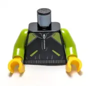 Lego - Minifigure Torso - Lime Green, Black, Zipper