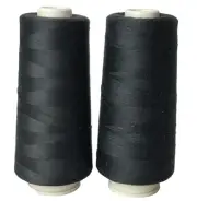 Black Overlock Thread 2 Spools 100% Spun Polyester 3000 Yards Beachwood Ltd