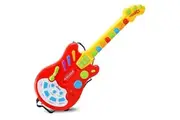 Dimple Kids Handheld Musical Electronic Toy Guitar for Children Plays Music, Rock, Drum Electric Sounds Best Toy Gift for Girls Boys Red Single