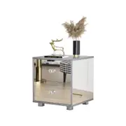 Advwin Mirrored Bedside Table 2 Drawers Mirror Side Table Nightstand Storage Caninet