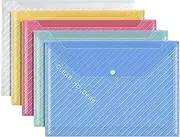 10 Pcs Plastic Envelopes File Folders Document Organizer A4 Letter Size Paper Holder Organizer Color Envelopes with Snap Closure File Bags for School Office (10)
