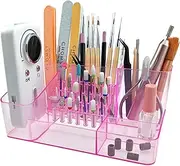 Nail Drill Organizer Box, Professional Nail Organizer, 28 Capacity Nail Art Storage Case with Fixed Compartments Pink