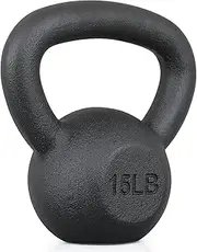 MADOG 15lb Kettlebell with Wide Handle, Made of Powder-Coated Solid Cast Iron, Ideal Whole-Body Strength Training Kettlebells for Women at Home and Gym
