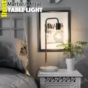 Modern Table Light Desk Lamp With Marble Base Metal Matt Black Copper Plating