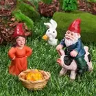 Statue Miniature Dwarf Figurine Riding Pig Gnome Fairy Garden Decorations