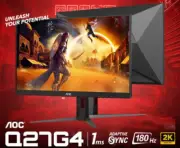 AOC 27' IPS 180Hz, 1ms, QHD 2560 x 1440, 350 cd/m2, HDR 400, HDMI 2.0 x 1, DP 1.