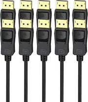 DisplayPort Cable 6FT 5-Pack, 4K Display Port to Display Port Cable 6 Feet (Gold Plated DP to DP Cable) 4K@60Hz, 2K 1440P@144Hz/165Hz for Monitor, Computer, Laptop, PC, Graphics Card