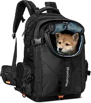 ROCCOPET Dog Carrier Backpack，Pet and Laptop All-in-One Bag, Breathable and Waterproof Backpack for Hiking, Camping, and Travel (Suitable for Small Pets Under 20 Pounds) -Black