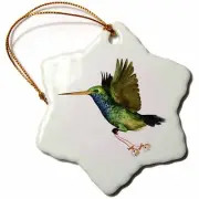 3dRose Hummingbird Christmas 3 inch Snowflake Porcelain Ornament