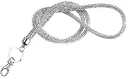 COHEALI Crystal Rhinestone Phone Lanyard Neck Strap Bling Badge Chain with Clasp for Office Use Lightweight Comfortable Wear for Keys and Card Holder Silver