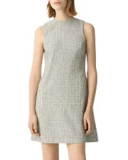 Theory A-Line Mini Dress in Checked Linen-Blend