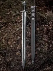 Handmade Damascus Steel Double Edge Viking Sword battle Ready with Sheath