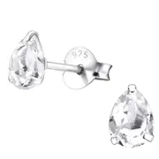Sterling Silver Pear Stud Earrings