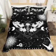 Death Moth Bedding Set King Size Galaxy Sun and Moon Duvet Cover Set Boho Got...