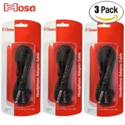 3-PACK Hosa MHE-310 10FT TRS Female To 1/4" TRS Male Headphone Extension Cable