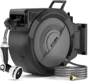 Retractable Garden Hose Reel, 5/8 Inch X 66 Ft Water Hose Reel Wall Mounted, UV