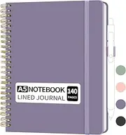 YOXMJDB A5 Lined Spiral Notebook with Pen Holder, 140 Pages Hardcover Journal for Women, To Do List Planner for Work, Bible Study & Meetings (A5, Purple, No Pen)