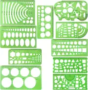 10 Pieces Green Plastic Drawings Templates Measuring Templates Geometric Rulers