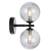 Modern Felton Up Down Wall 2 Lights Smokey Glass Lighting Telbix