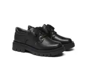 EVERAU® Senior Black Leather Large Size Lace Up School Shoes - Black / AU Ladies 12 / AU Men 10 / EU 43