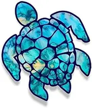STICKY DUDE Sea Turtle Sticker Reflective Vinyl Waterproof 5 inches, Yeti Cup Cooler Box Decal Car Laptop Wall Window Bumper (Blue)