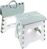QSYW Folding Step Stool Compact Plastic Foldable Step Stool Holds Up to 300 lbs,12 inches,30cm,Non-Slip(Green)