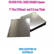 7" Inch Cardboard Cake Board Square Silver Thickness 2mm Premium cakeboards