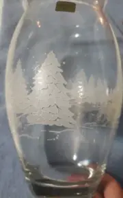 Vintage 1998 Luminarc Avon President Club Christmas Vase Through the Woods