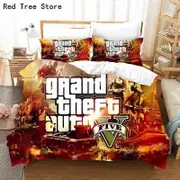 a2267 Bed Sheets Game GTA Printed Bedding Set Grand Theft Auto Duvet Cover Pillowcase Bed Linen Bedclothes3-Piece Bedding Set (1 Duvet Cover + 2 Pil