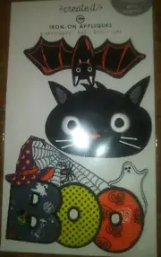 New Create It Halloween iron on appliques black cat bat and boo craft holiday