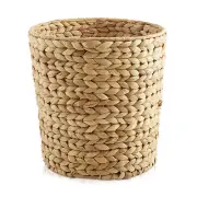 Bathroom Trash Can - Natural, Woven Hyacinth Wicker Waste Basket for Office