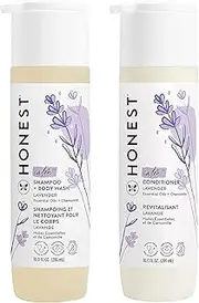 Honest The Company Silicone-Free Conditioner & 2-in-1 Cleansing Shampoo + Body Wash Duo | Gentle for Baby | Naturally Derived | Lavender Calm, 20 fl oz