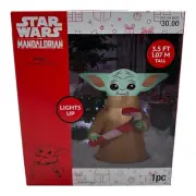 Gemmy 3.5' LED Christmas Inflatable Child Grogu Candy Cane Baby Yoda Star Wars