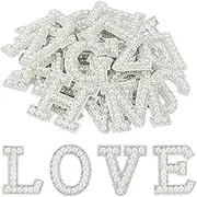 26 PCS Pearl Rhinestone Letter Patches Self Adhesive Stick on Pearl Letter Patches for Clothes, Fabric, Backpack