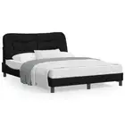 RGB LED Lights Fabric Bed Frame Modern Mattress Slats Base Double Size 137x190cm