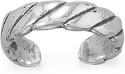 [JewelryWeb] 925 Sterling Silver Wide Rope toe ring Oxidized 13.3mm X 4.4mm