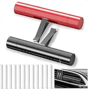Car Vent Clip Aromatherapy Essential Oil Diffuser - Cylindrical Aircraft-grade Aluminum Car Diffuser Vent Clip with 12 Refill Sticks, 2PCS