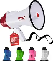 Megaphone Speaker PA Bullhorn with Built-in Siren - Adjustable Volume Control and 800 Yard Range - Ideal for Football, Soccer, Baseball, Hockey and Basketball Cheerleading Fans and Coaches or for Safety Drills (PMP30)