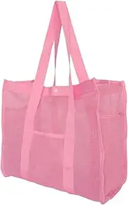 [Generic] Mesh Tote Bag - Pool Bag - Waterproof Large Mesh Pouch, Reusable Toy Organizer for Summer Travel Storage Cruise Women Swim Camping Family Vacation