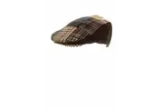 Mens Patchwork Winter Flat Cap With Wool (Black) (58cm)