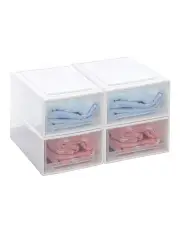 [Traderight] Storage Box Stackable Containers Lid 4 Pack in Transparent