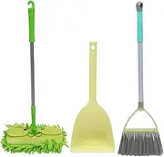 Toddmomy 3pcs Kids Mop Cleaning Toys Broom Mop Dustpan Household Cleaning Tools Pretend Play Toys Kitchen Cleaning Housekeeping Toys for Toddlers Yellow Green