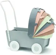 Skrallan - Wooden Pram with Felt Hood