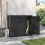 Outdoor Storage Cabinet Black 97x37x85 cm PP - Durable Polypropylene Material Weather Resistant with Lockable Doors Ample Adjustable Shelf Storage for Tools Garage or Office Use