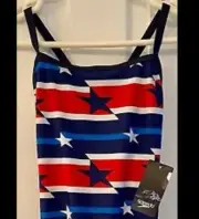 SPEEDO Women's Flyback Racing Swimsuit Red White & Blue (8/34) - BNWT
