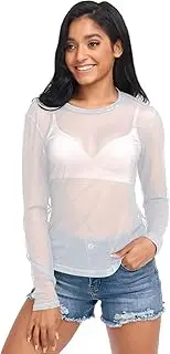 [RPLIFE] White Mesh Top, Sexy Mesh Tops for Women S-XXL