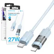 Borofone BU46 1.2m 27W PD USB Type C to Lightning Data Sync Cable Cord With Digital Display (Blue)